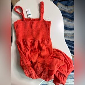 Vibrant Orange Smocked Dress